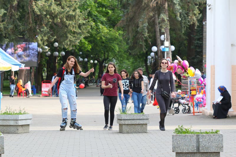 Russian Teen Girl Public Park