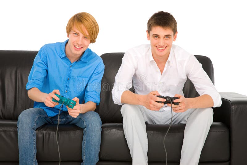 Best friends playing on playstation - Royalty free image #21436713
