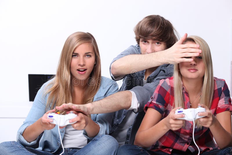 Teenagers Playing Video Games Stock Image Image Of People Play 28641405