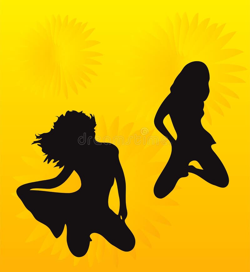 Two teens on yellow background with nice motif