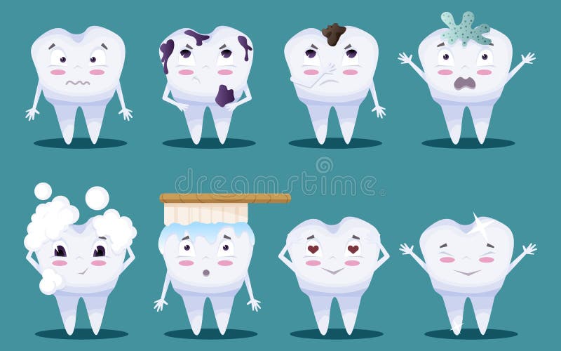 Teeth cartoon characters stock vector. Illustration of smile 264894510