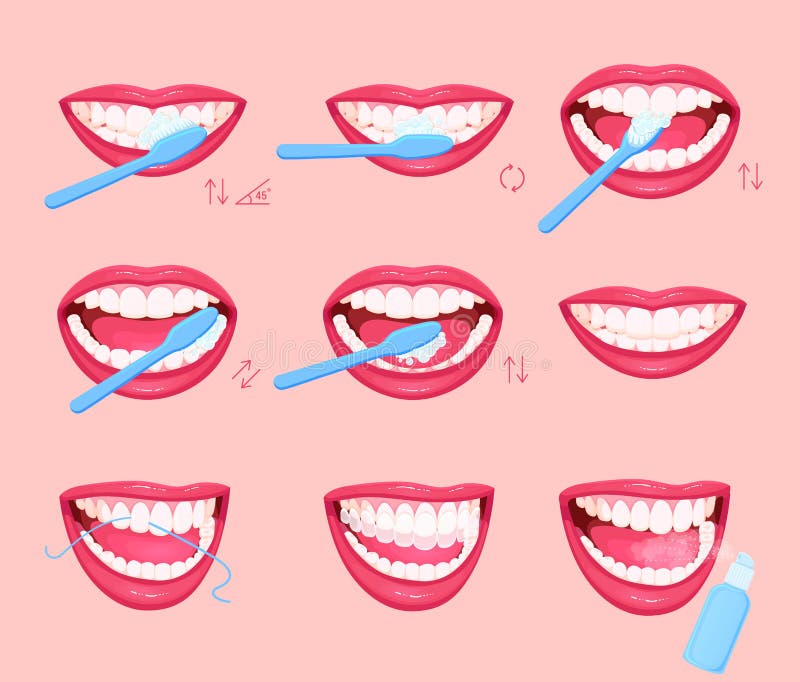 How To Brush Your Teeth Instruction, Infographics. Teeth Cleaning and