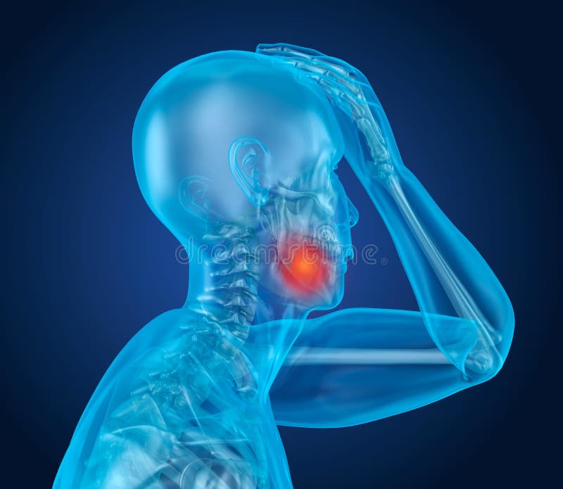 Teeth Pain Attack, Man Suffering from Teeth Pain. Illustration Stock