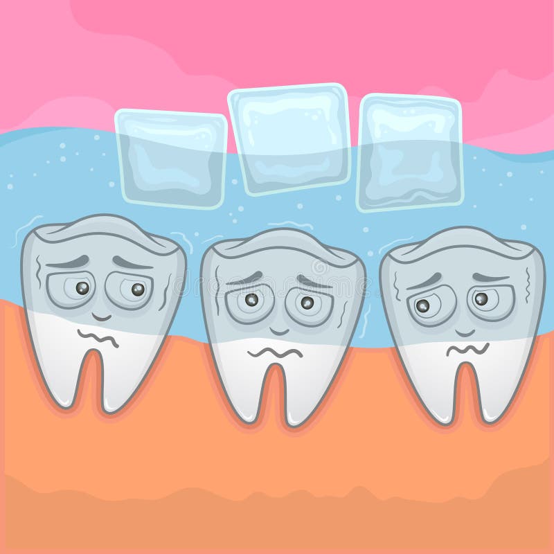 Teeth Sensitive with Cold stock illustration. Illustration of cartoon -  37170874