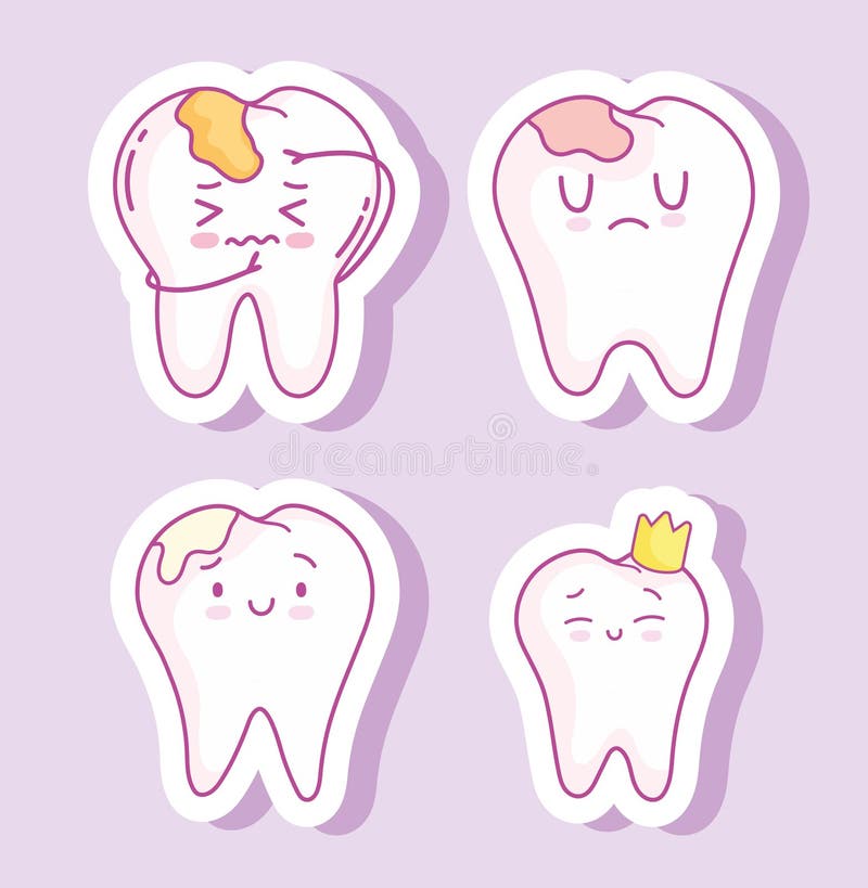 Teeth stickers set stock vector. Illustration of hygiene 222290429
