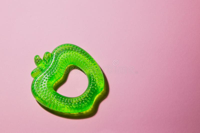 Teether for Babies Teeth Green Apple Shape with a Cooling Effect Stock