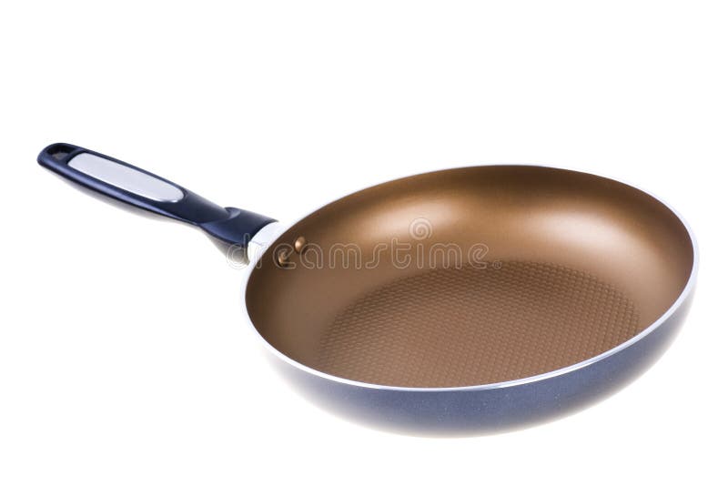 Close-up of the teflon frying pan isolated. Frying pan stock images, royalty-free photos and pictures