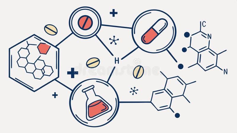 Tehnologia chimică a rețelei științifice de chimie experimentează experimentarea experimentului de cercetare a vectorilor studiați royalty free illustration