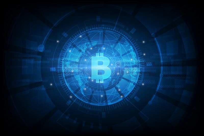 Tehnologia digitală futuristă a monedei digitale bitcoin vector illustration