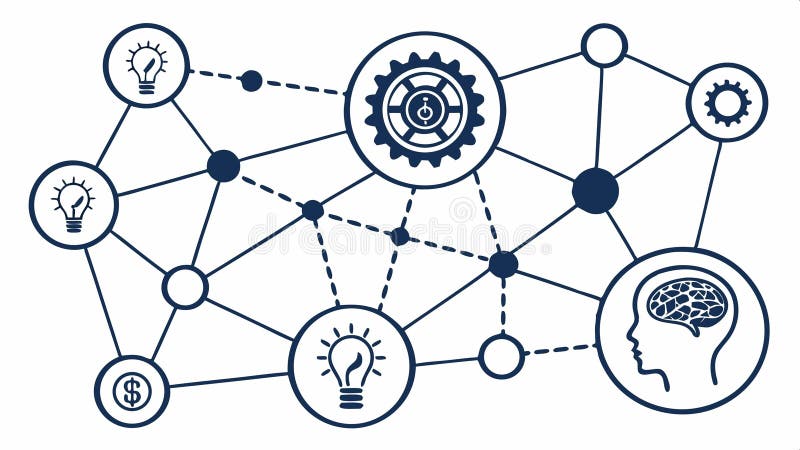 Tehnologia informației pentru analiza datelor în rețea în domeniul științei datelor și proiectarea vectorului de gestionare a date stock illustration