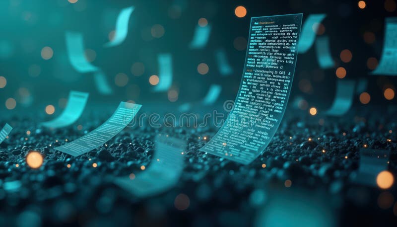 Tehnologie de analiză a documentelor bazată pe tehnologie AI. algoritmi de învățare prin mașini extrag date din documente nestruct royalty free illustration