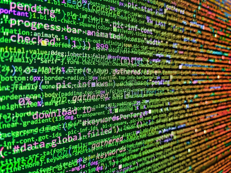 Tehnologie modernă. toate codurile și textele scrise și create în întregime de mine 3d. efect de concentrare creativă. script comp royalty free stock image