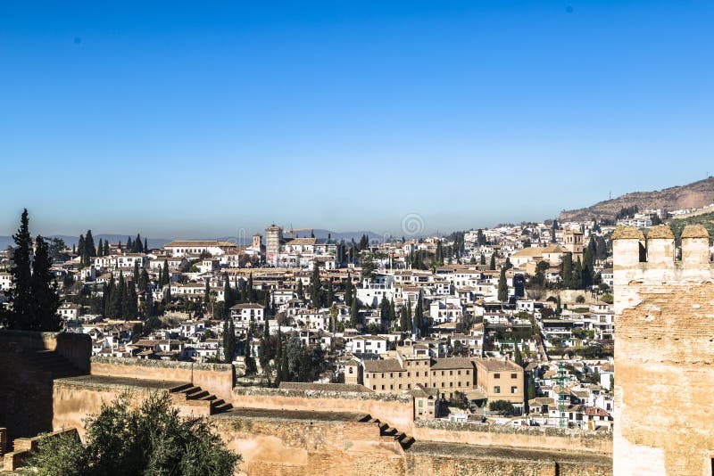 Teil der Festung und des Palastes Alhambra in Granada, Spanien lizenzfreie stockfotografie Teil der Festung und des Palastes Alhambra in Granada, Spanien lizenzfreie stockfotografie