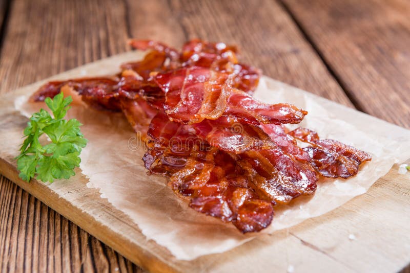 Teil von Fried Bacon lizenzfreie stockbilder