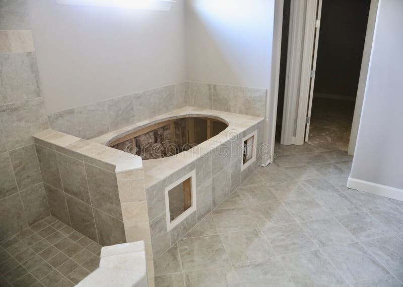 El Mármol Moderno Embaldosó El Cuarto De Baño Imagen de archivo