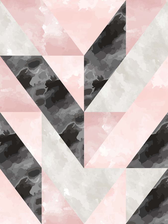 Teja geométrica del vector del efecto de la acuarela en rosa negro, gris y en colores pastel ilustración del vector Teja geométrica del vector del efecto de la acuarela en rosa negro, gris y en colores pastel ilustración del vector