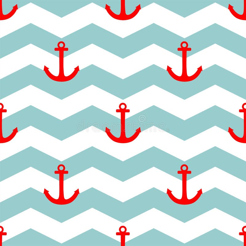 Teje el modelo del vector del marinero con el ancla roja en fondo de las rayas blancas y azules ilustración del vector Teje el modelo del vector del marinero con el ancla roja en fondo de las rayas blancas y azules ilustración del vector