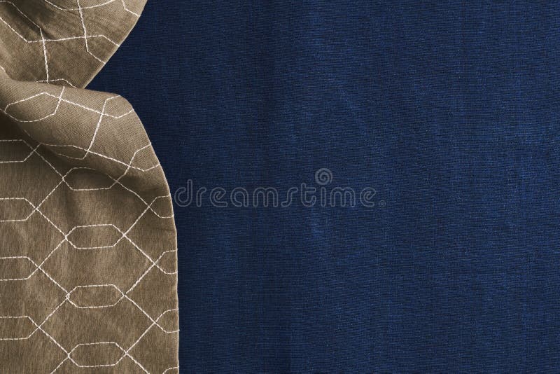 Tejido a mano tejido algodón textura fondo azul y marrón tela de algodón con copia espacio textil fondo.