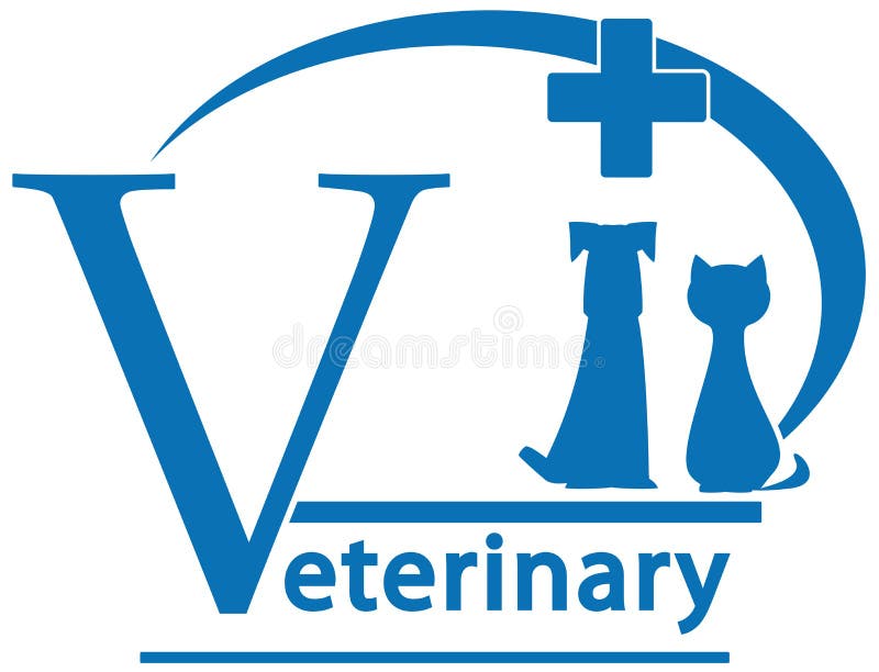 Hond, kat op veterinaire geneeskundesymbool stock illustratie Hond, kat op veterinaire geneeskundesymbool stock illustratie