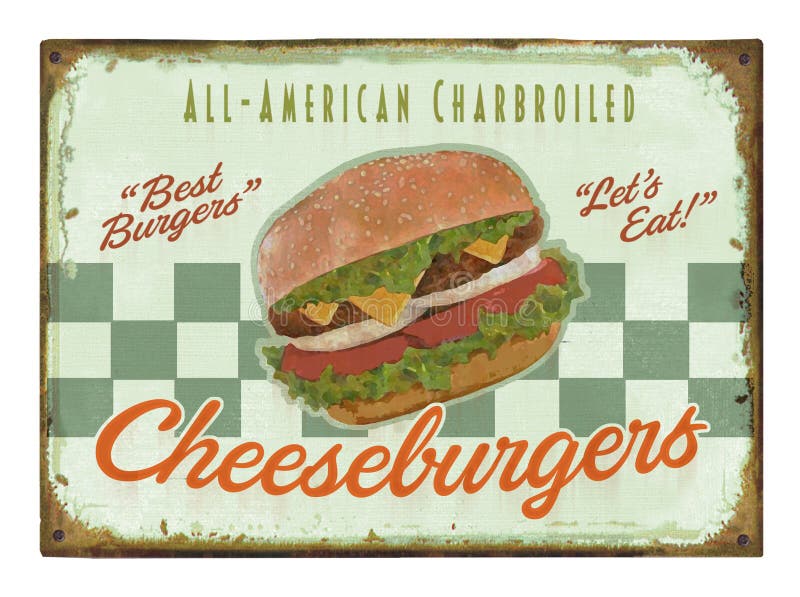 Teken van de hamburger Retro Affiche vector illustratie Teken van de hamburger Retro Affiche vector illustratie
