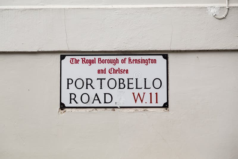 Teken voor Portobello-Road in Londen stock foto Teken voor Portobello-Road in Londen stock foto