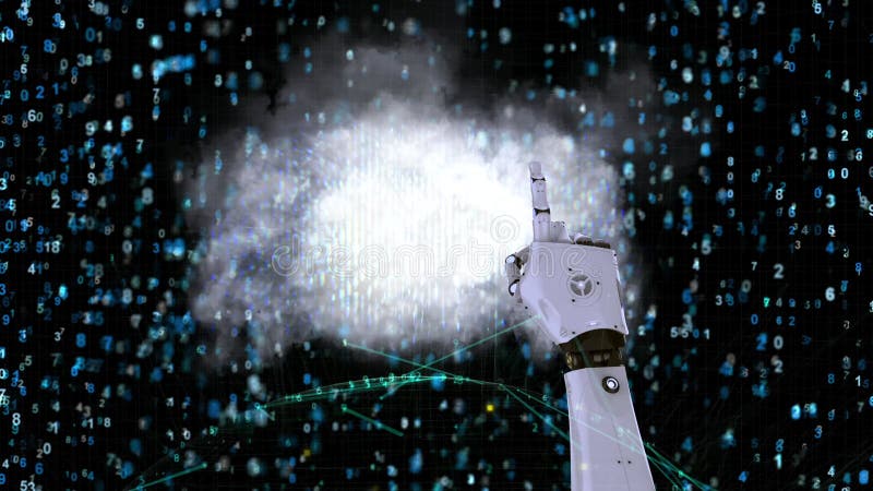 Teknikkoncept för molndatateknik med robot med grafisk bildskärm vektor illustrationer