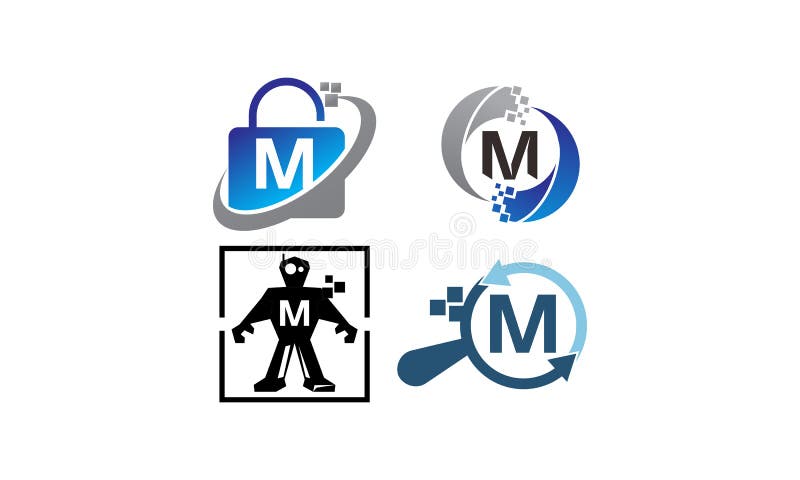 Teknologiapplikation M Template Set stock illustrationer Teknologiapplikation M Template Set stock illustrationer
