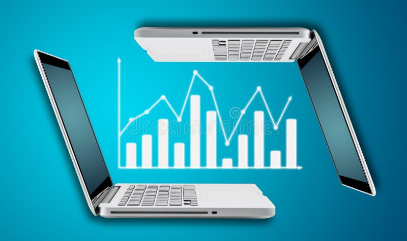 Teknologibärbar datordator med diagrammet för graffinansforex arkivbilder Teknologibärbar datordator med diagrammet för graffinansforex arkivbilder
