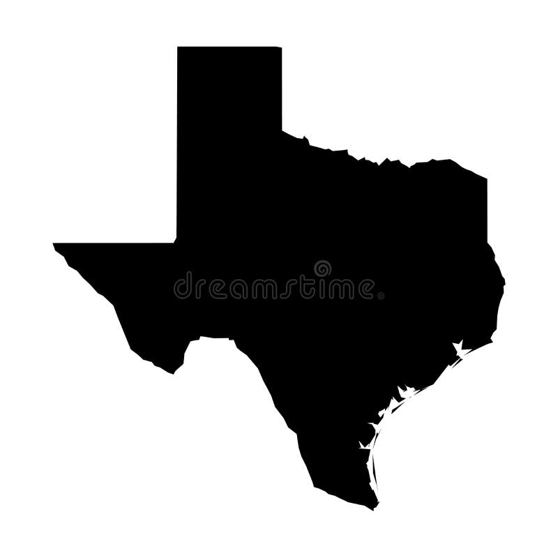 Texas, state of USA - solid black silhouette map of country area. Simple flat vector illustration. Texas, state of USA - solid black silhouette map of country area. Simple flat vector illustration.