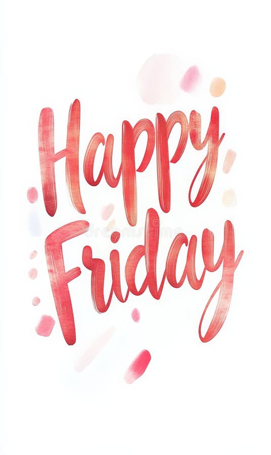 Tekst mówiącyHappy Fridayin Red watercolor style with splashes ilustracja wektor