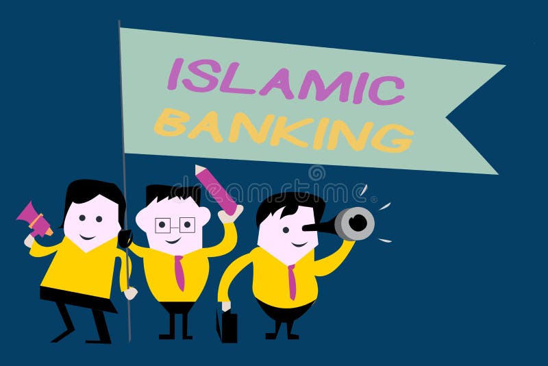 Teksta znak pokazuje Islamską bankowość Konceptualny fotografia system bankowy opierający się na zasadach Islamski prawo ilustracja wektor