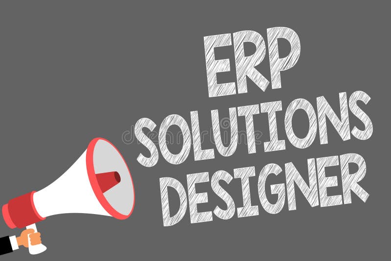 Tekstteken die Erp Oplossingenontwerper tonen De conceptuele spreker ala van foto elegante geoptimaliseerde gemodulariseerde en o royalty-vrije illustratie Tekstteken die Erp Oplossingenontwerper tonen De conceptuele spreker ala van foto elegante geoptimaliseerde gemodulariseerde en o royalty-vrije illustratie
