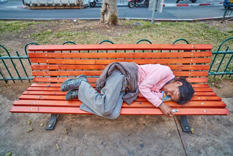 Homeless on a Bench Seattle Editorial Stock Photo Image of issue