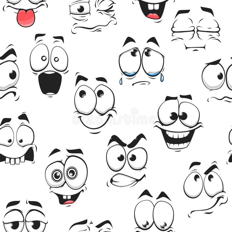 Teste Padrão Sem Emenda Das Caras Dos Smiley Dos Desenhos Animados Do Vetor  Emoções Engraçadas Do Avatar Isoladas Ilustração do Vetor - Ilustração de  ofensa, facial: 118946270