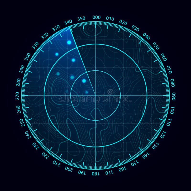 Tela de radar do azul do vetor Sistema de busca militar Exposição futurista do radar de HUD Hud Interface futurista ilustração do vetor Tela de radar do azul do vetor Sistema de busca militar Exposição futurista do radar de HUD Hud Interface futurista ilustração do vetor