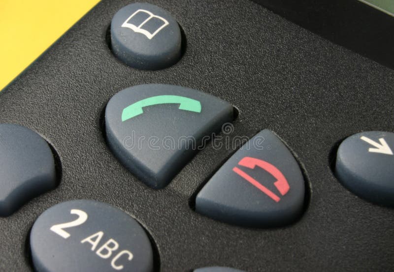 Macro of a phone keypad, focus is set on the call button. Macro of a phone keypad, focus is set on the call button