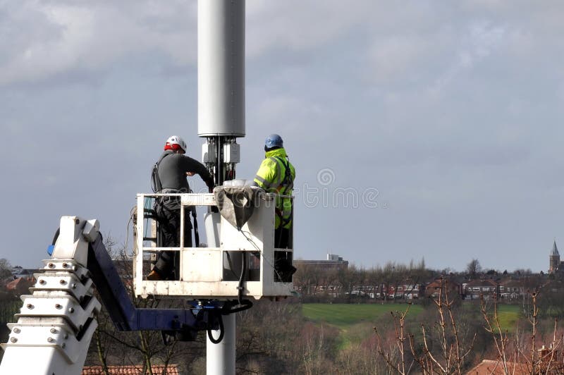 Telecommunication Mast Being Repaired royalty free stock images