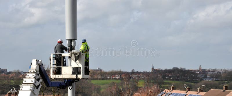 Telecommunication Mast Being Repaired stock images