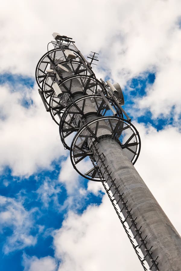 Telecommunication monopole tower. royalty free stock image