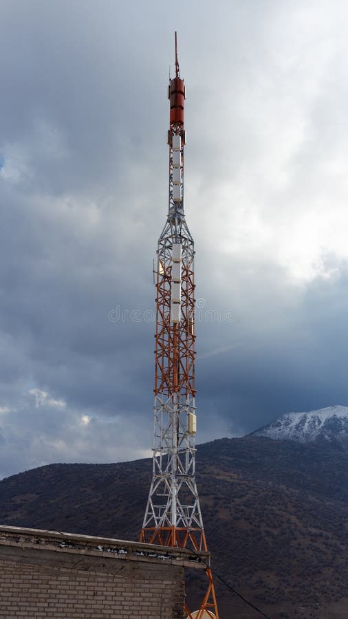 Tower with Antennas Against the Background of