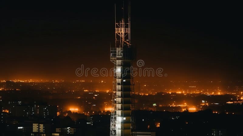 Turn de telecomunicații cu antene de rețea celulară de 5 g. ai generativ stock illustration