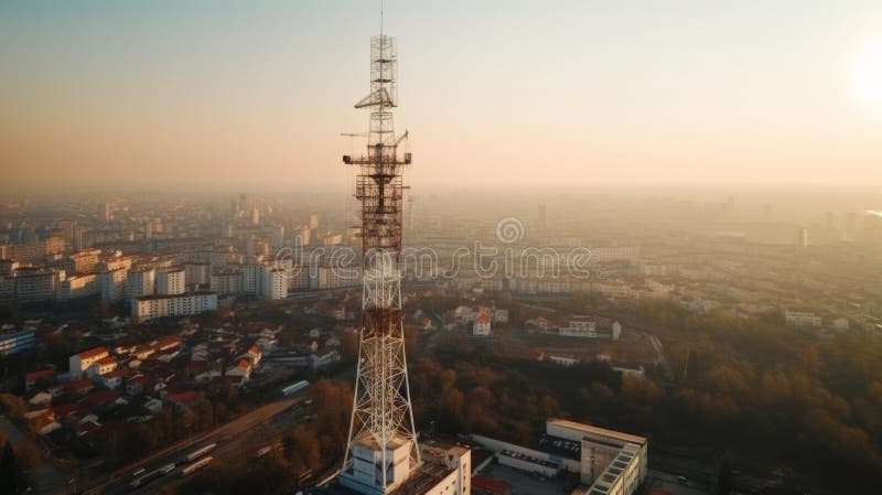 Turn de telecomunicații cu antene de rețea celulară de 5 g. ai generativ vector illustration