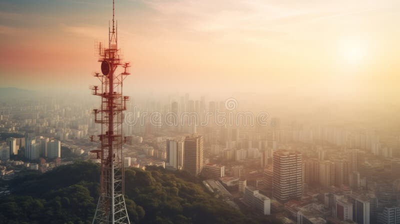 Turn de telecomunicații cu antene de rețea celulară de 5 g. ai generativ vector illustration