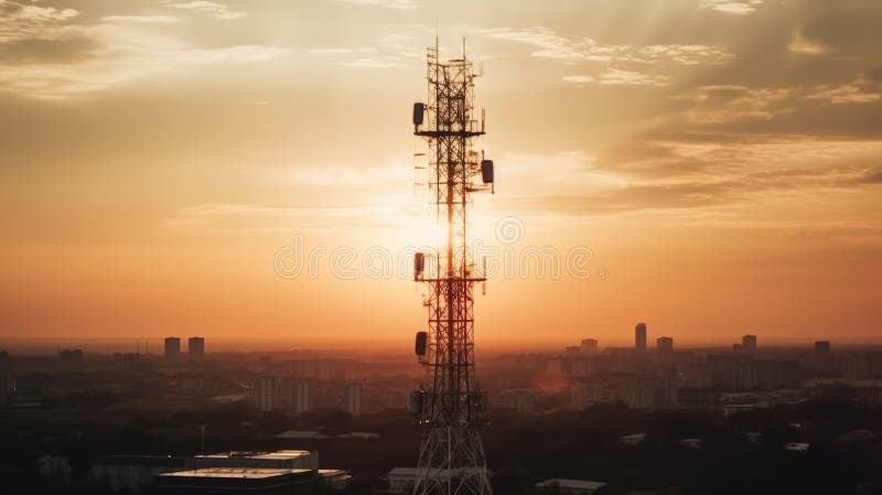 Turn de telecomunicații cu antene de rețea celulară de 5 g. ai generativ vector illustration
