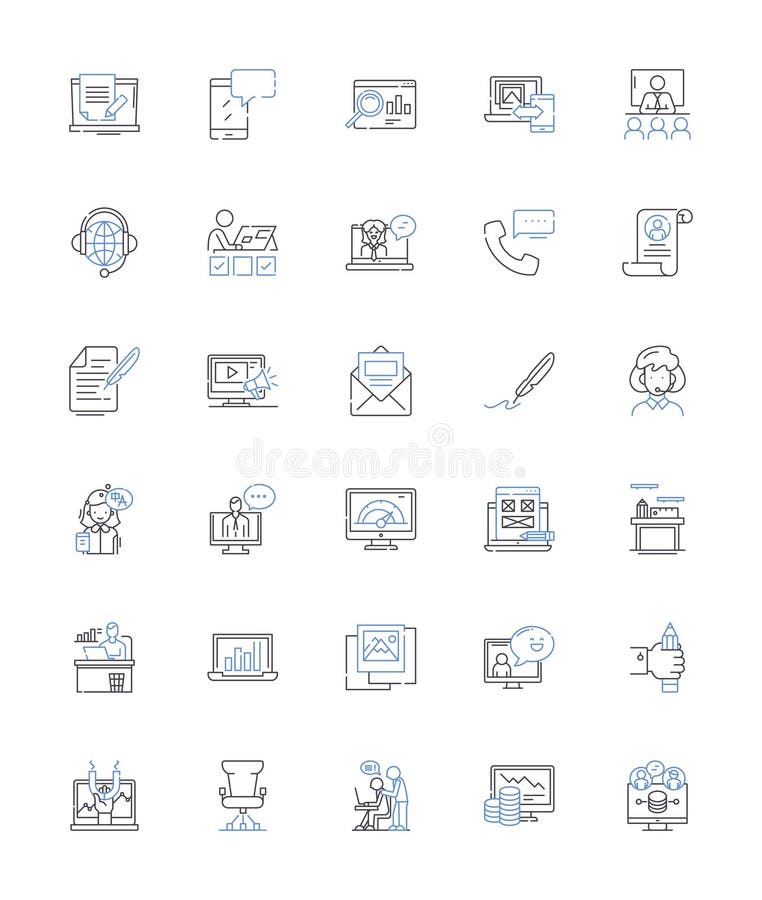 Telecommute option line icons collection. Flexibility, Remote, Work-from-home, Digital, Collaboration, Virtual vector illustration