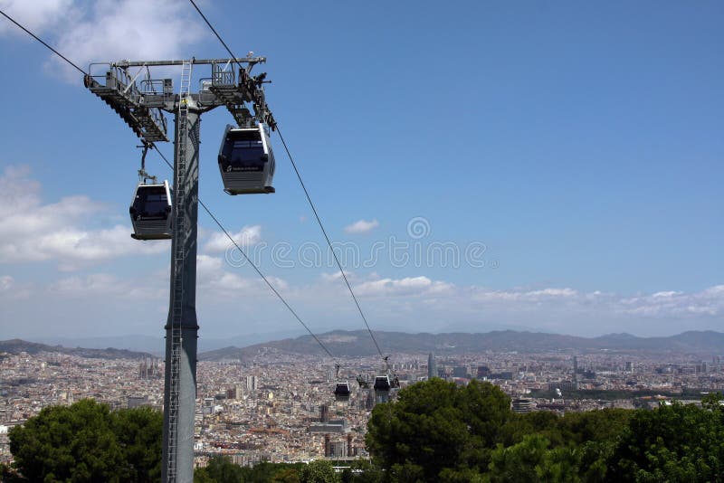 Telef?rico sobre Barcelona fotos de archivo libres de regalías Telef?rico sobre Barcelona fotos de archivo libres de regalías