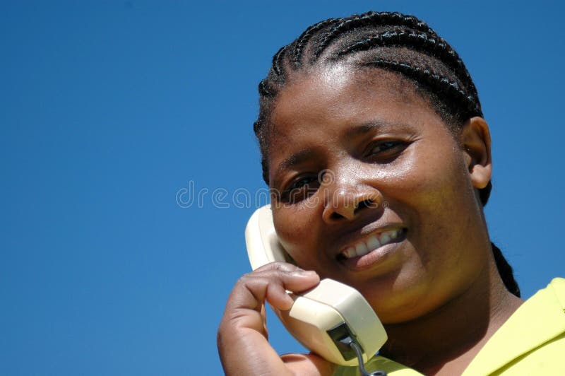 South african xhosa woman with telephone. South african xhosa woman with telephone