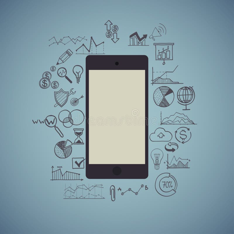Telefon komórkowy, infographic, biznesowi, ogólnospołeczni środki royalty ilustracja
