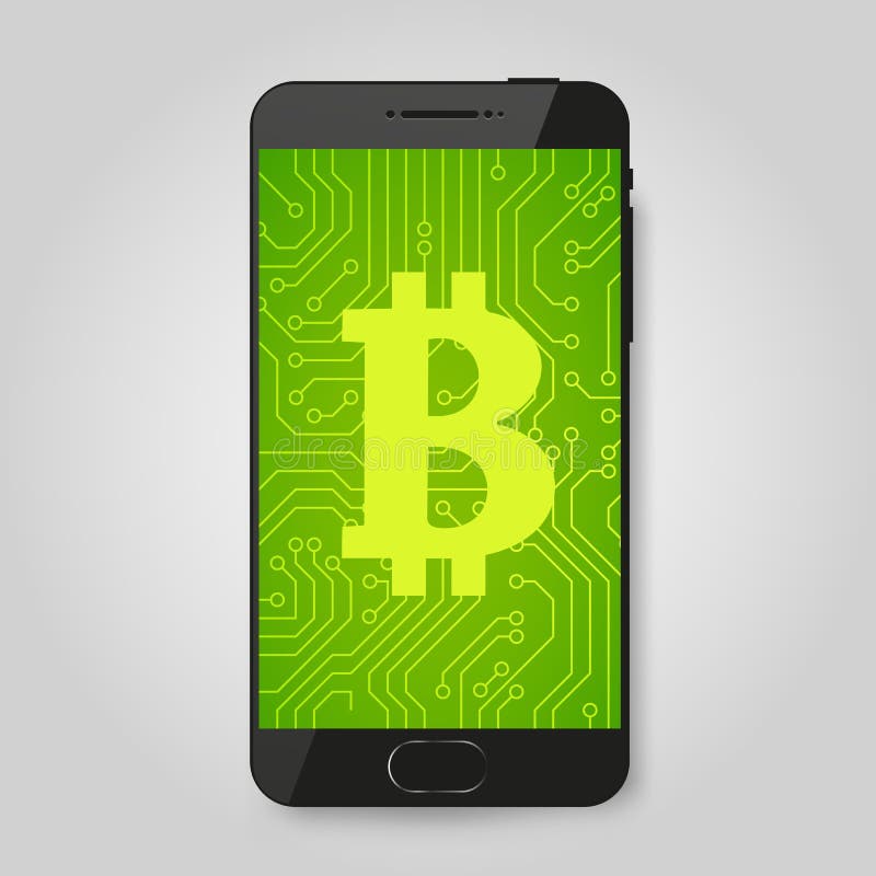 Telefone celular com sinal do bitcoin Conceito cripto do pagamento Sinal de Cryptocurrency ilustração do vetor Telefone celular com sinal do bitcoin Conceito cripto do pagamento Sinal de Cryptocurrency ilustração do vetor