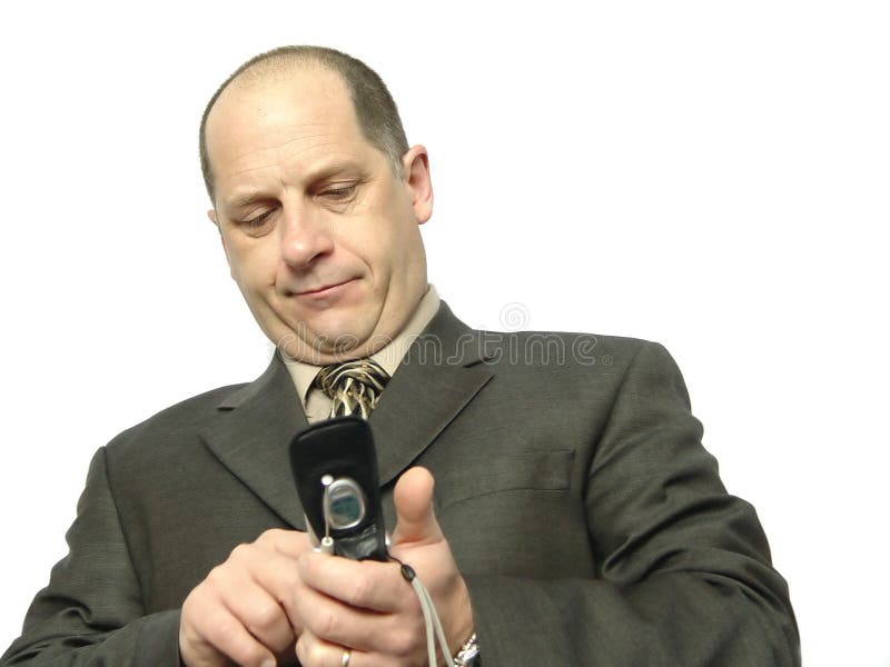 Telefone de disqu do homem de negócios fotografia de stock Telefone de disqu do homem de negócios fotografia de stock